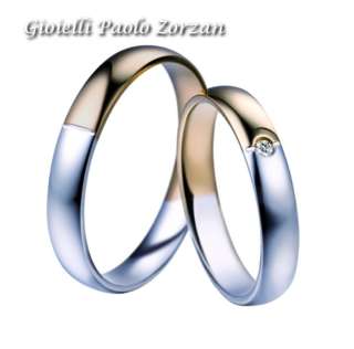 FEDI Matrimoniali ANELLI Nuziali POLELLO oro bianco e giallo 18 kt con DIAMANTE Ref. 2450DBG 2450UBG-0