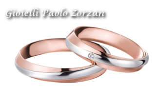 FEDI Matrimoniali ANELLI Nuziali POLELLO oro bianco e rosa 18 kt con DIAMANTI Ref. 2547UBR - 2547DBR-0