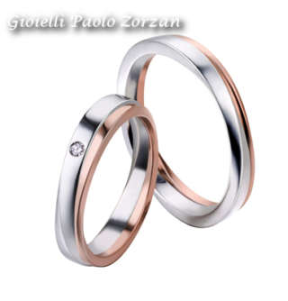 FEDI Matrimoniali ANELLI Nuziali POLELLO oro bianco e rosa 18 kt con DIAMANTI Ref. 2551DBR - 2551UBR-0