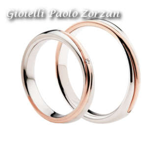 FEDI Matrimoniali ANELLI Nuziali POLELLO oro bianco e rosa 18 kt con DIAMANTI Ref. 2599DBR 2599UBR-0