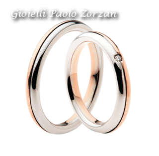 FEDI Matrimoniali ANELLI Nuziali POLELLO oro bianco e rosa 18 kt con DIAMANTI Ref. 2608UBR - 2608DBR-0