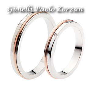 FEDI Matrimoniali ANELLI Nuziali POLELLO oro bianco e rosa 18 kt con DIAMANTI Ref. 2610DBR 2610UBR-0