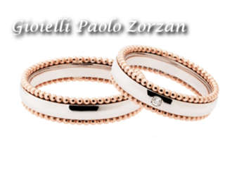 FEDI Matrimoniali ANELLI Nuziali POLELLO oro bianco e rosa 18 kt con DIAMANTI Ref. 2618UBR - 2618DBR-0