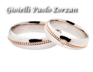 FEDI Matrimoniali ANELLI Nuziali POLELLO oro bianco e rosa 18 kt con DIAMANTI Ref.- 2619DBR 2619UBR -0