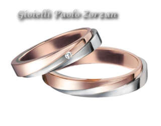 FEDI Matrimoniali ANELLI Nuziali POLELLO oro bianco e rosa 18 kt con DIAMANTE Ref. 2251DBR 2251UBR-0