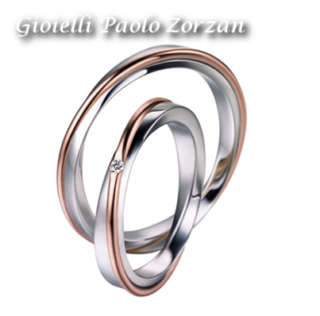 FEDI Matrimoniali ANELLI Nuziali POLELLO oro bianco e rosa 18 kt con DIAMANTE Ref. 2502UBR - 2502DBR-0