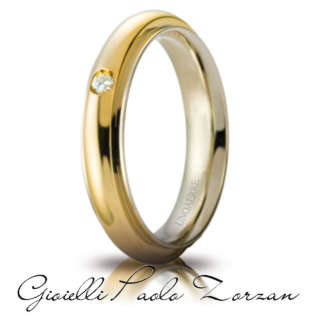 Fede Matrimoniale Unoaerre Andromeda Oro Bicolore Giallo E Bianco 18kt Con Diamante  Ref. 70 Afc 281/001 Col.07  Fedi Bicolore