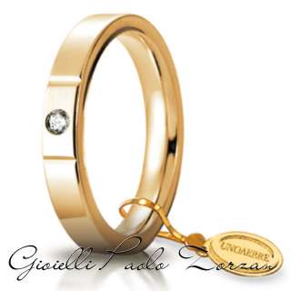 Fede Matrimoniale UNOAERRE Cerchi Di Luce  3,5 Mm Oro Giallo Con Diamante Mod.35 AFG 2/001  Fedi Piatte