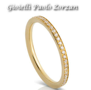 Fede singola Donna Oro mod. mare in oro giallo 18 Kt e brillanti Ref. FDOG046/D-0