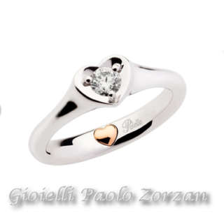 Anello solitario Polello in oro bianco 18 kt con brillante Ref. G2886BR1-0