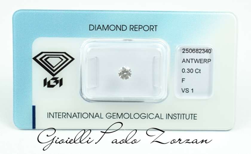 Diamante taglio Brillante Certificato IGI Ct. 0.30 F/VS1 ref. PG030FVS-0