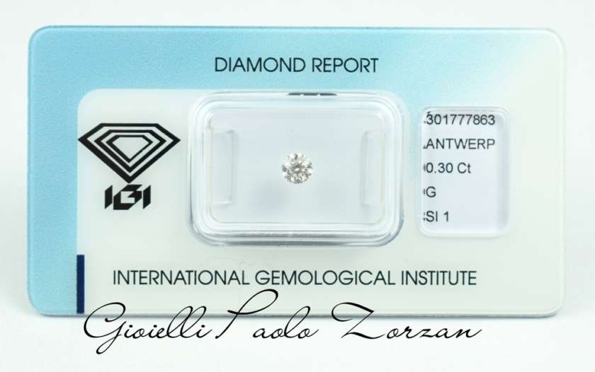 Diamante taglio Brillante Certificato IGI Ct. 0.30 G/SI1 ref. PG030GSI-0