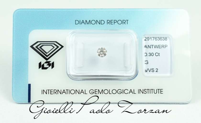 Diamante taglio Brillante Certificato IGI Ct. 0.30 G/VVS2 ref. PG030GVV-0