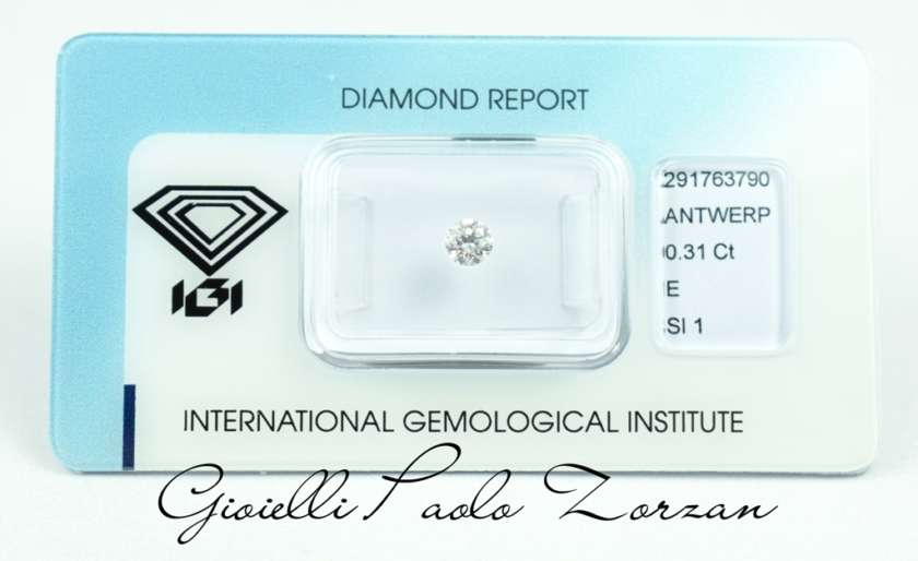 Diamante taglio Brillante Certificato IGI Ct. 0.31 E/SI1 ref. PG031ESI-0