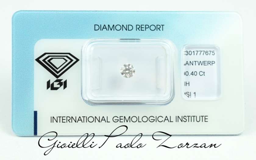 Diamante taglio Brillante Certificato IGI Ct. 0.40 H/SI1 ref. PG040HSI-0