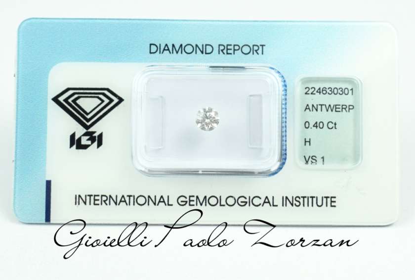 Diamante taglio Brillante Certificato IGI Ct. 0.40 H/VS1 ref. PG040HVS-0