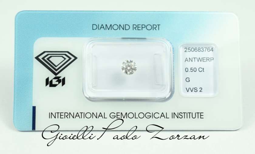 Diamante taglio Brillante Certificato IGI Ct. 0.50 G/VVS2 ref. PG050GVVS-0