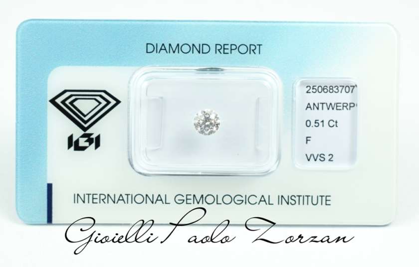 Diamante taglio Brillante Certificato IGI Ct. 0.50 F/VVS2 ref. PG050FVVS-0