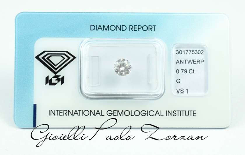 Diamante taglio Brillante Certificato IGI Ct. 0.79 G/VS1 ref. DZ079GVS-0
