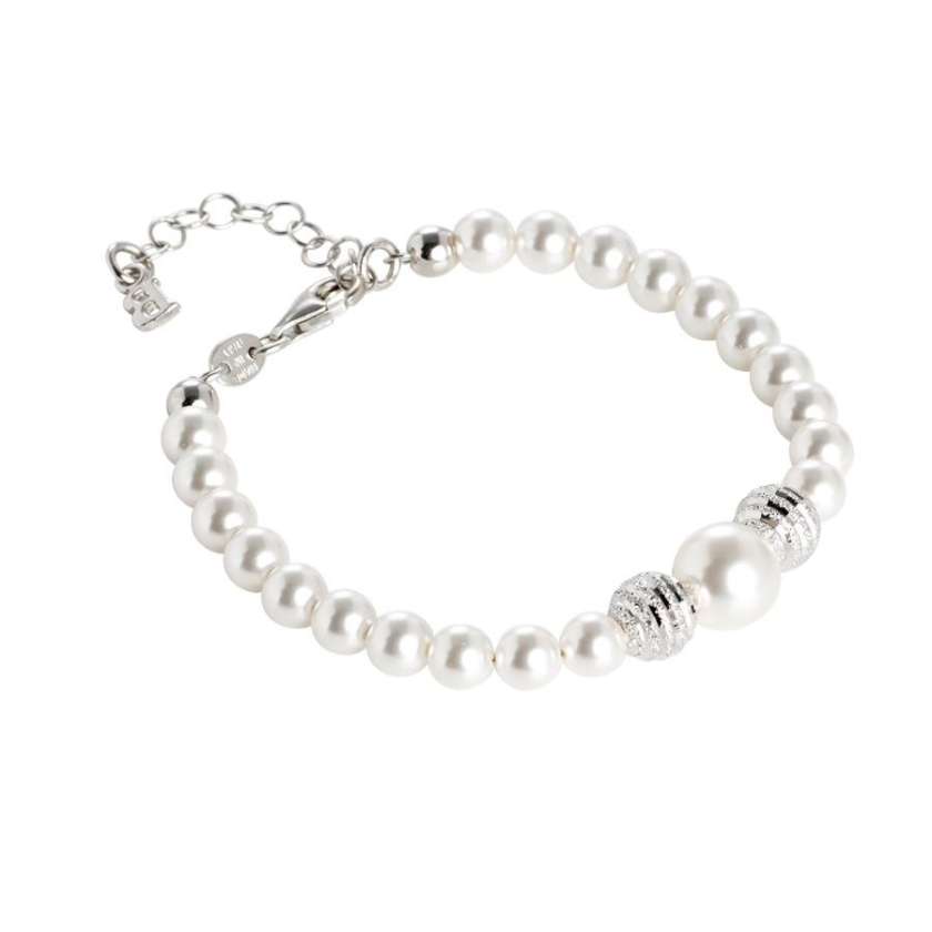 Bracciale boccadamo con perle Swarovski e sfere diamantate BR477-0