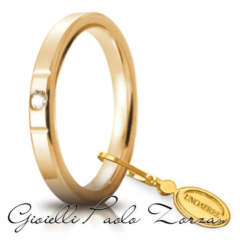 Fede Matrimoniale UNOAERRE Cerchi Di Luce  2,5 Mm Oro giallo Con Diamante  Mod. 25 AFG 2/001