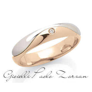 Fede ARTLINEA in Oro Rosa e Bianco 18 KT con Diamante ref. ADF381-LK  Fedi Bicolore