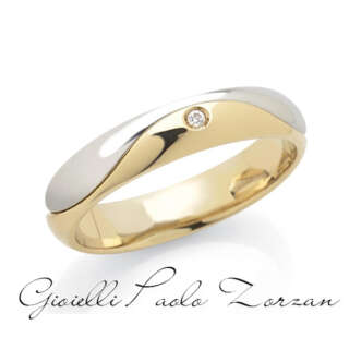 Fede ARTLINEA in Oro Giallo e Bianco 18 KT con Diamante ref. ADF381-LN  Fedi Bicolore