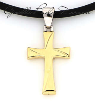Croce con cordino in oro giallo e bianco CR05  Pendenti