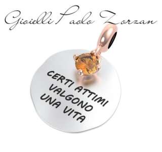 Charm Rerum Momenti in argento e quarzo citrino  25157  Elementi per Bracciali