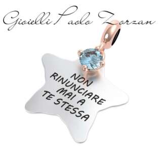 Charm Rerum Propositi in argento e topazio azzurro  25117  Elementi per Bracciali