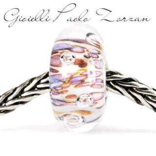 Beads Trollbeads in Argento e Vetro Cresta di Bolle Viola TGLBE-10170  Elementi per Bracciali