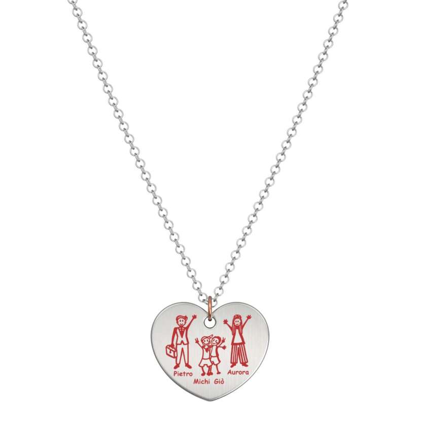 Collana Happy Family in Argento Cuore Grande Collana Rolò ref. CU03P-CR