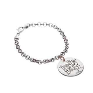 Bracciale Happy Family in Argento Cerchio Medio Pendente ref. CE02P-BR  Bracciali a Maglia