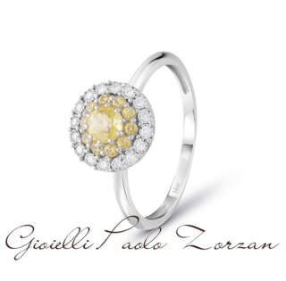 Anello Bliss in oro bianco con diamanti e zaffiri gialli 20096646  Anelli