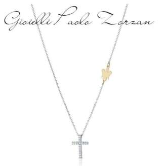 Collana Roberto Giannotti con croce in oro bianco e diamanti LUX302  Collane con croci