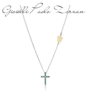 Collana Roberto Giannotti con croce in oro bianco e smeraldi LUX302S  Collane con croci
