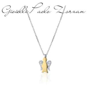 Collana Roberto Giannotti In Oro Bianco Con Pendente Angelo In Oro Bianco E Giallo E Diamanti NKT321  Girocolli