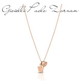 Collana Roberto Giannotti oro rosa con Angelo e cuore con diamante NKT344  Girocolli