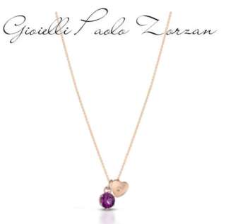 Collana Roberto Giannotti in oro rosa con rodolite e cuore con diamante NKT347  Girocolli