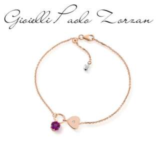 Bracciale Roberto Giannotti  in oro rosa con rodolite e cuore con diamante NKT348  Bracciali a Maglia