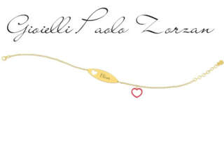 Bracciale Nanan con Targhetta Charms cuore rossa in oro giallo 9 kt NGLD0045  Bracciali a Maglia