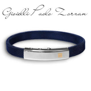 Bracciale Borsari uomo in acciaio pvd blu' con quadrato in oro  BR-COS18G  Bracciali