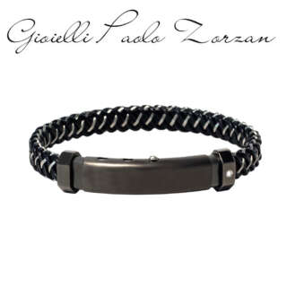 Bracciale Borsari uomo in pelle e acciaio con diamante BR-M.CARL001  Bracciali