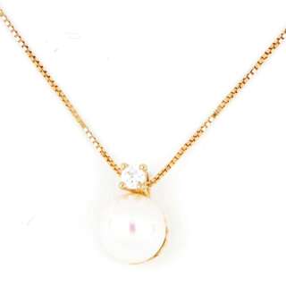 Collana  in oro giallo con perla e zircone DZ-COLL-0267  Girocolli