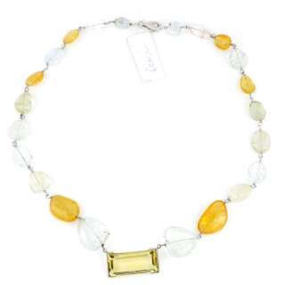 Collana in oro bianco con acquamarina e quarzo lemon VB0007  Girocolli