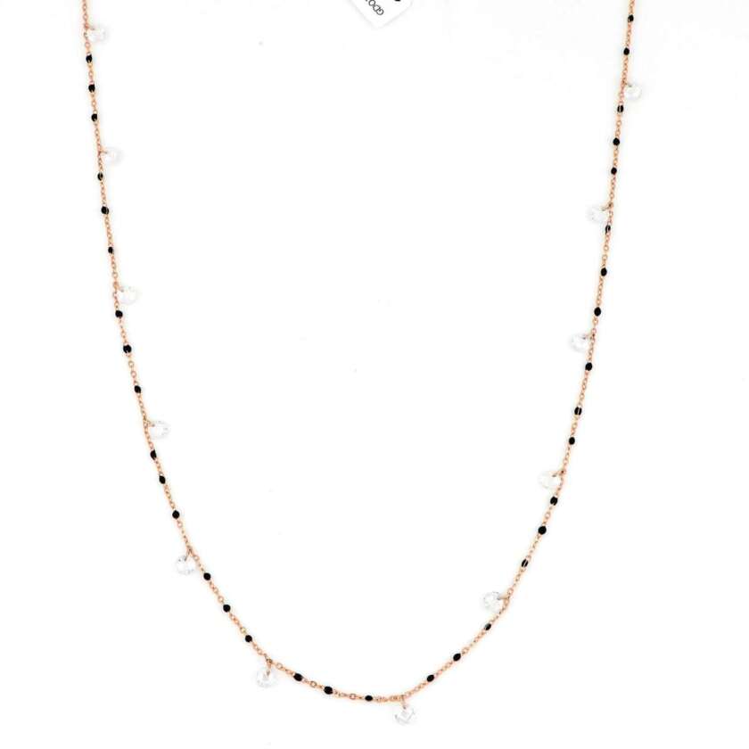 Collana lunga in argento rosato e pietre semi preziose VB00036