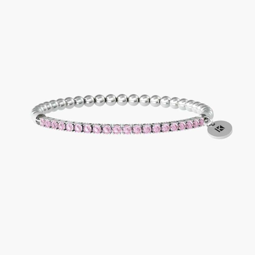 Bracciale kidult elastico con sfere lucide e zirconi rosa 732206  Bracciali Tennis