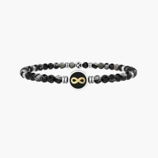 Bracciale kidult elastico uomo con agata nera e infinito 732242  Bracciali