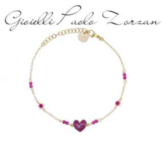 Bracciale Rue des mille catena castoni cuore small pavè fucsia STARDUST TEN BRZ-018-M1-CUO-C-AU  Bracciali a Maglia