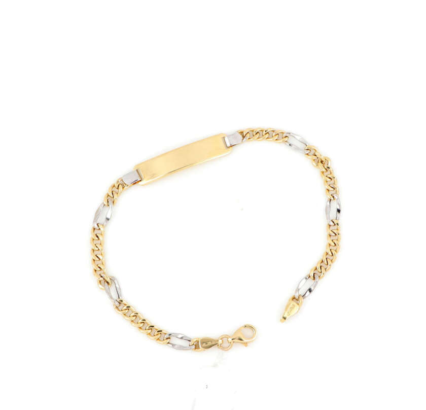 Bracciale uomo in oro giallo e bianco 18 kt con targhetta  BRACC625  Bracciali